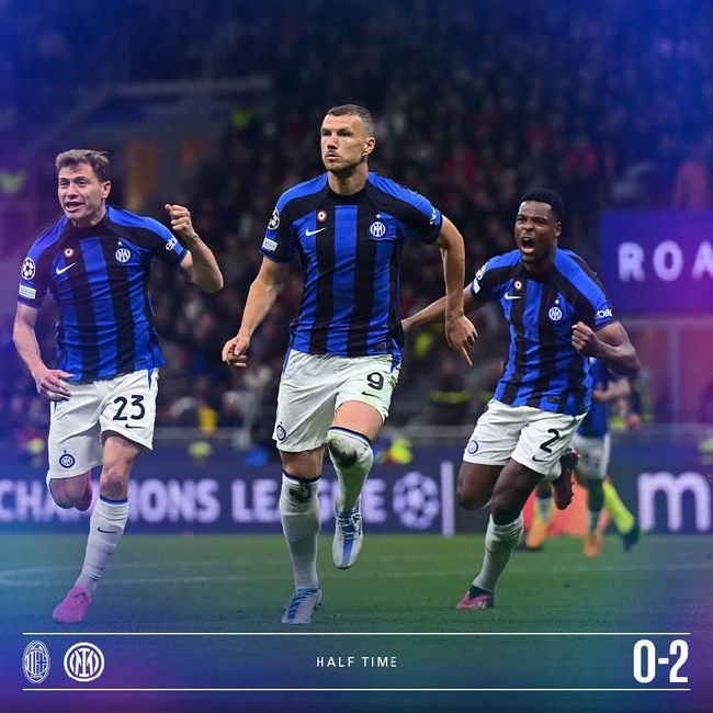 Liga de Campeones - dzeko rompe el gol mkhitaryan y logra logros AC Milan 0 - 2 Inter de Milán