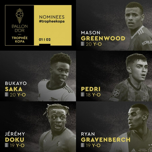 10 candidatos para el Premio Coppa de fútbol francés: Greenwood pedry en la lista